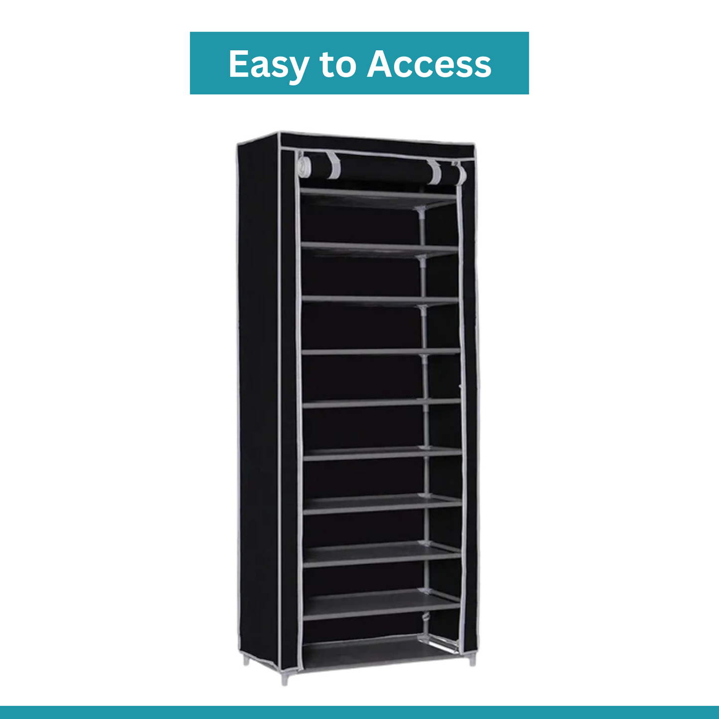 Shoe Rack with Cover | 9-Tier Shoe Rack with Dust Cover
