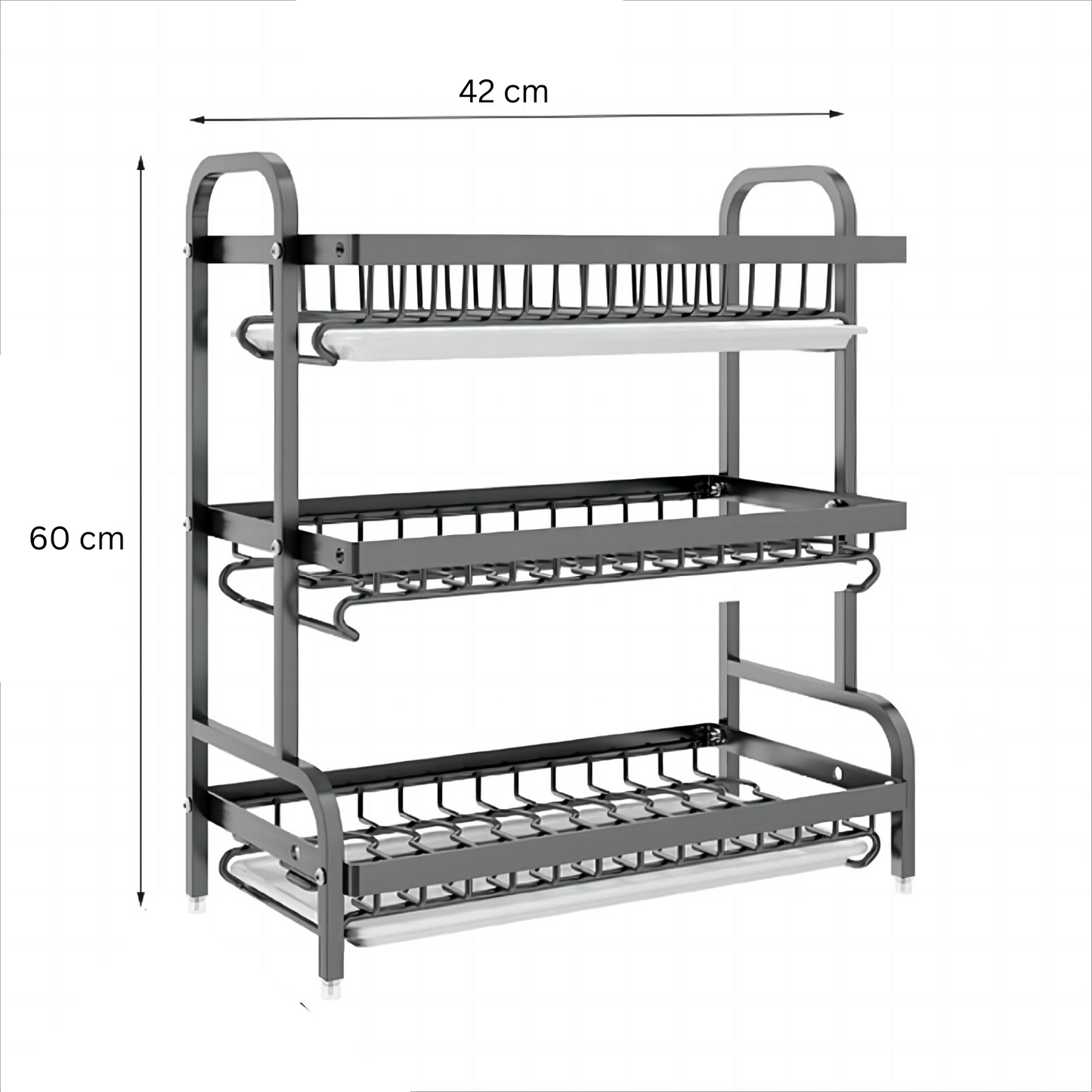 3-Layer Dish Rack with Drain Trays