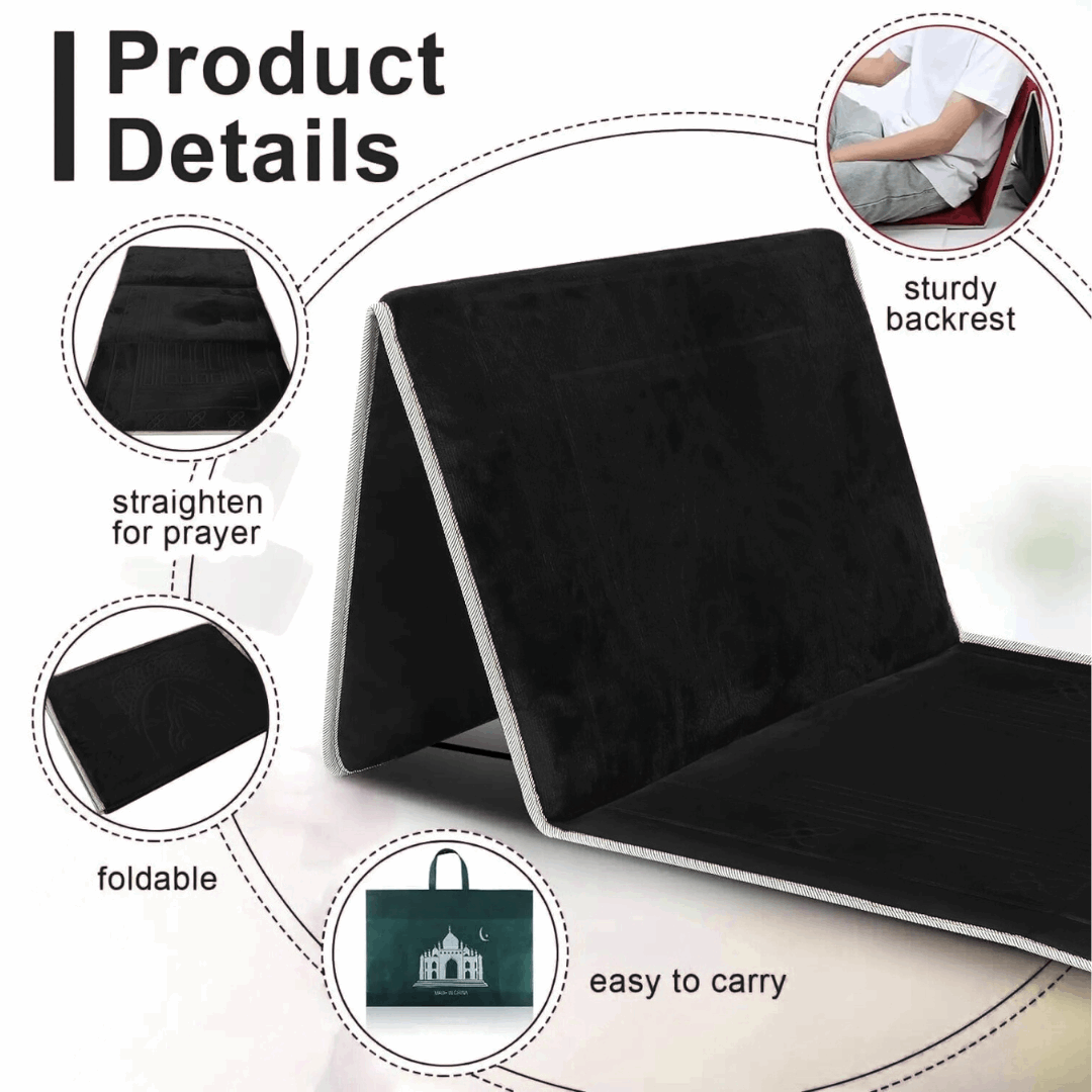 Prayer Mat with Backrest Black
