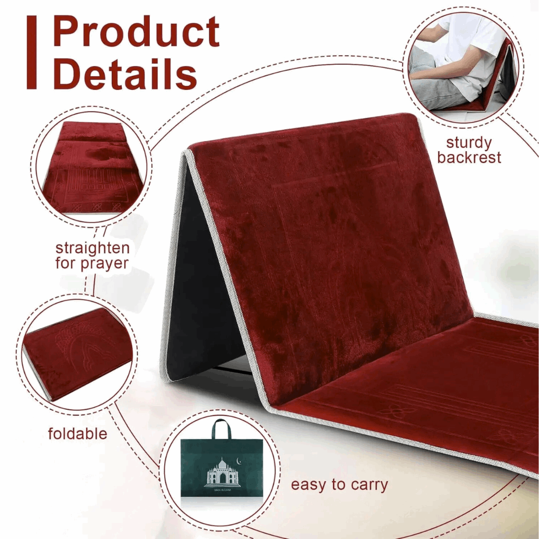 Prayer Mat with Backrest Maroon
