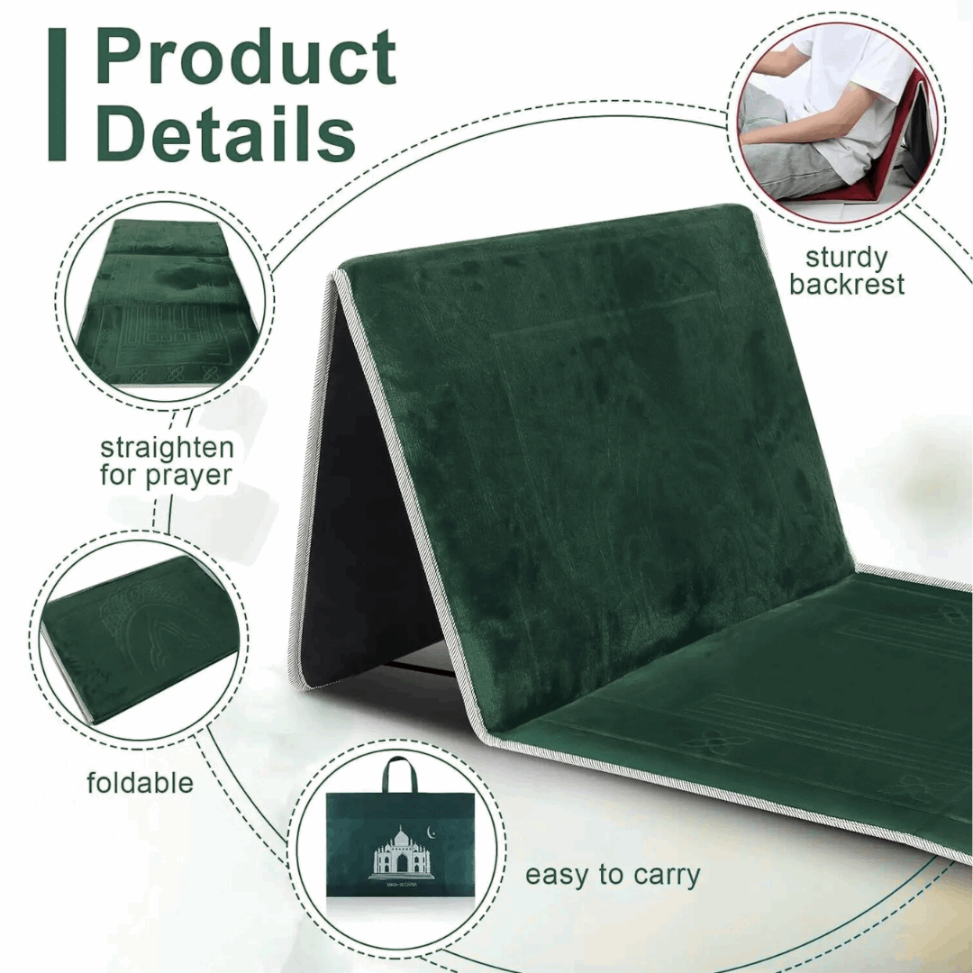 Prayer Mat with Backrest Dark Green