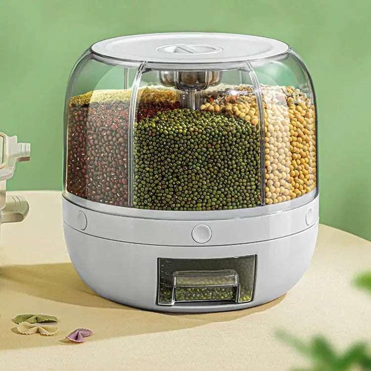 Grain Dispenser | 6-Compartment Rotating Grain Dispenser
