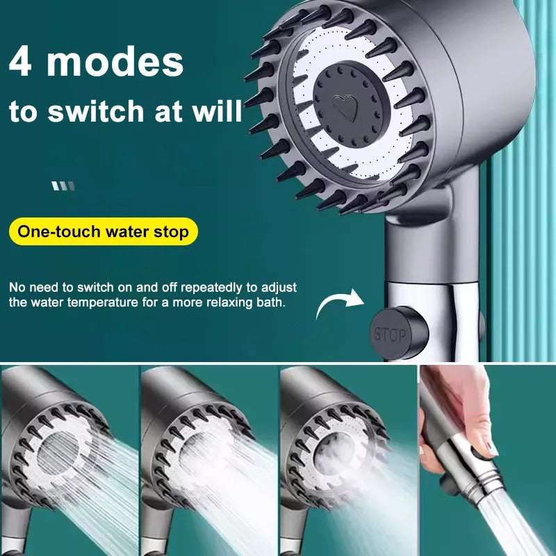 Scrubbing Shower Head | 4 Spray Modes and Filtration