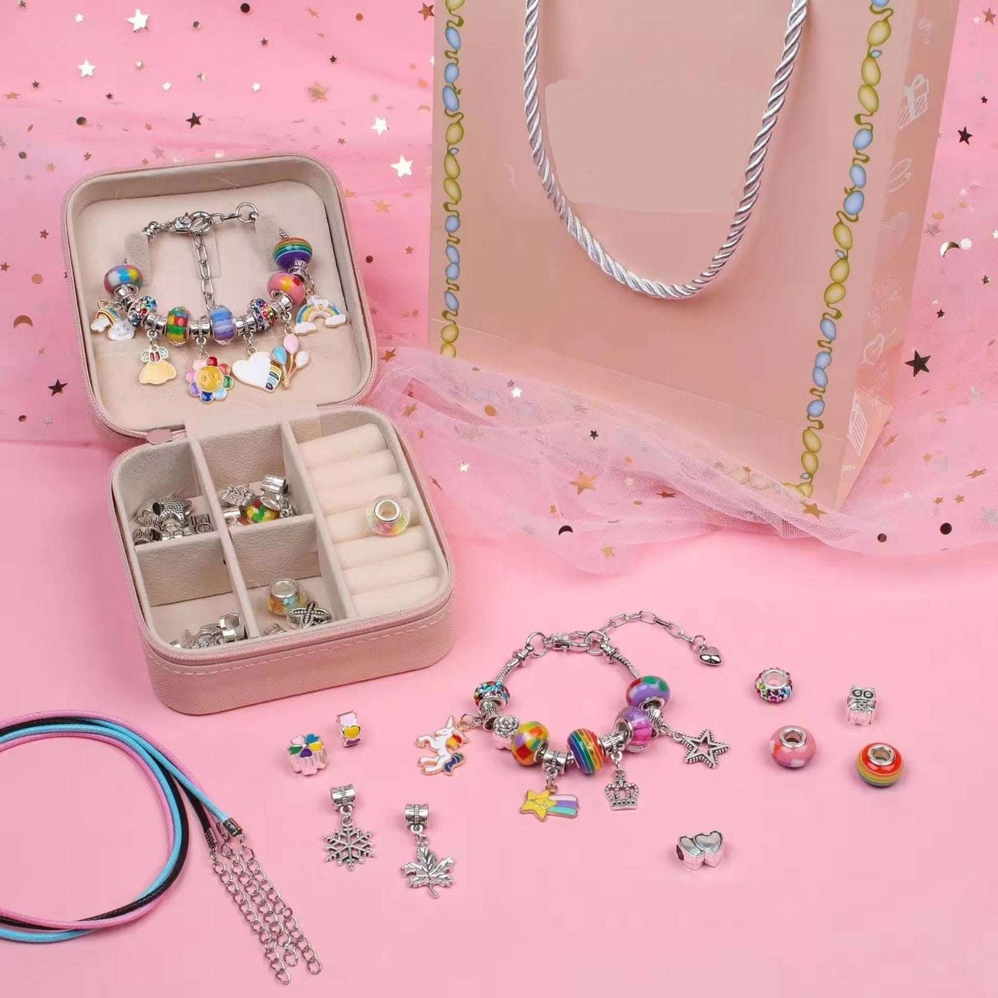 Jewelry Making Kit with Jewelry Carrying Bag Multicolor