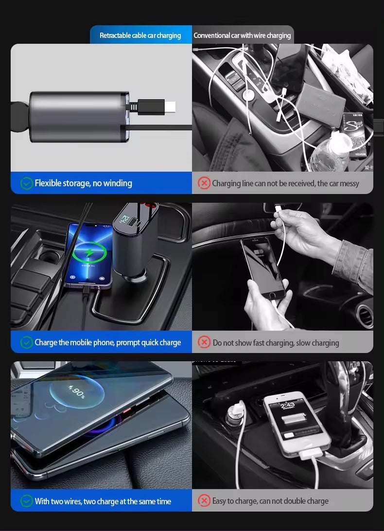 4 in 1 Retractable Car Charger