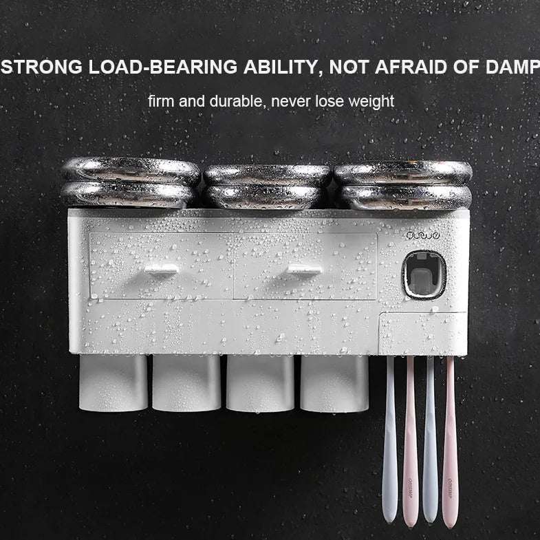Bathroom Shelf | Toothbrush Holder And Toothpaste Dispenser