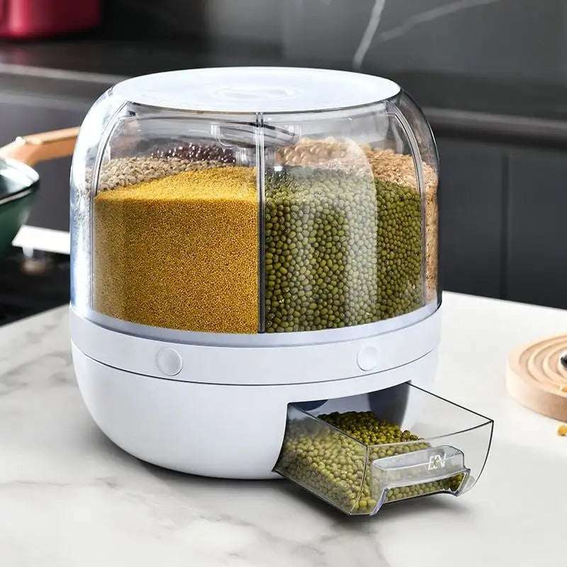 Grain Dispenser | 6-Compartment Rotating Grain Dispenser