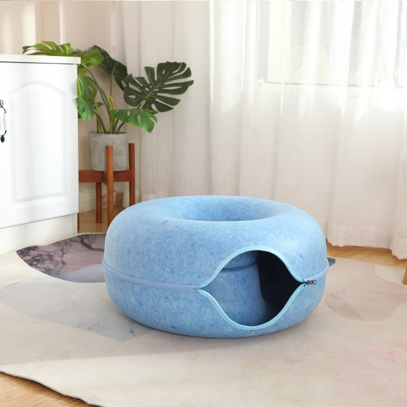Donut Cat Bed with Tunnel | Cat Bed and Play Tunnel