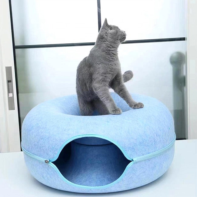 Donut Cat Bed with Tunnel | Cat Bed and Play Tunnel