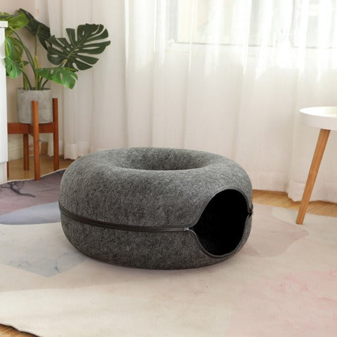 Donut Cat Bed with Tunnel | Cat Bed and Play Tunnel