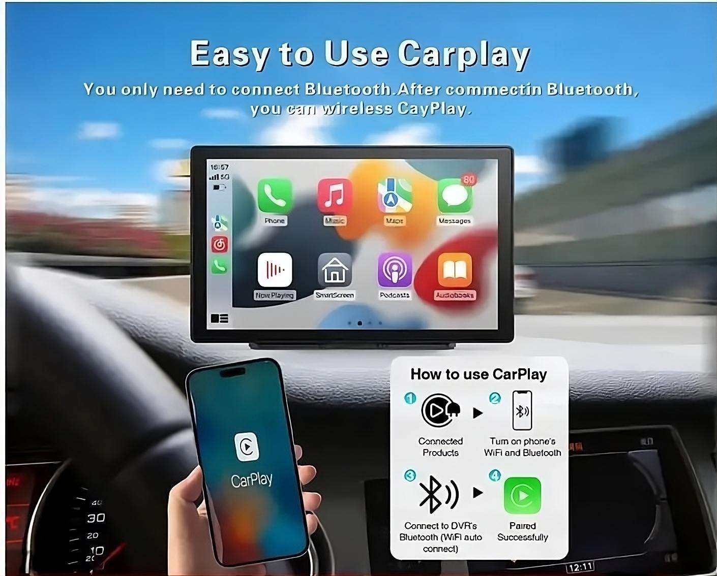 Car Screen Plug-and-Play 9-Inch | CarPlay and Android Auto