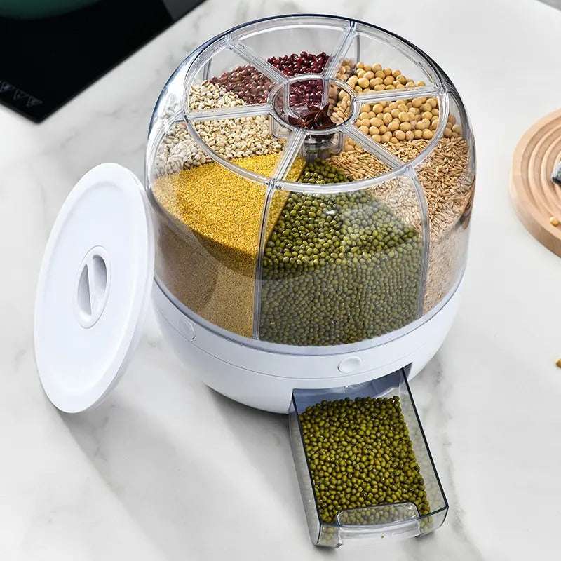 Grain Dispenser | 6-Compartment Rotating Grain Dispenser