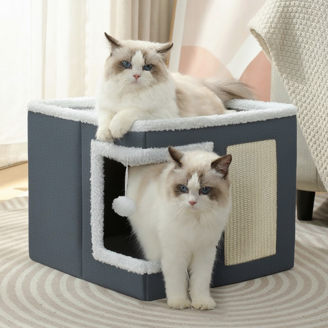 Grey-Corner-Door Cat House