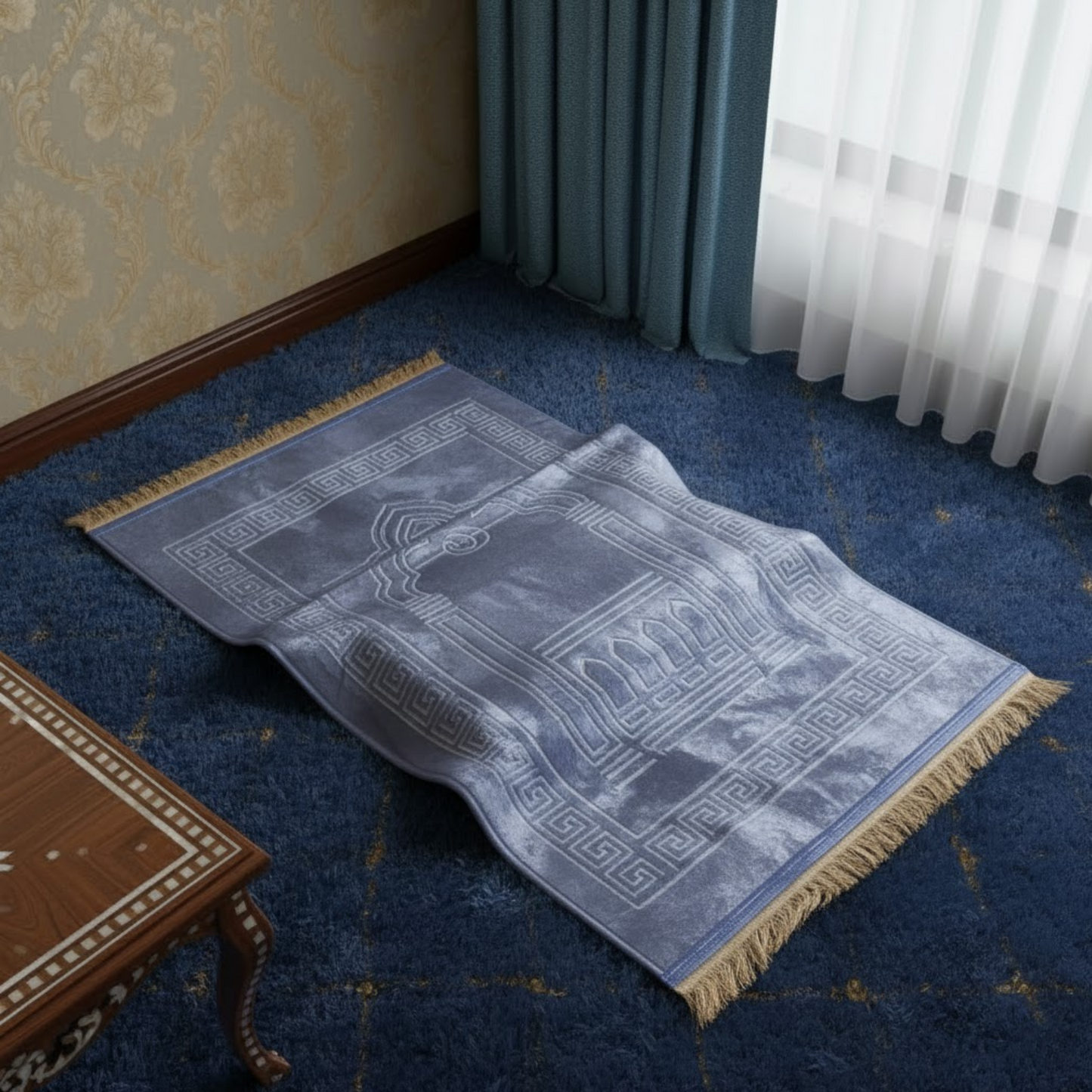 Silver Prayer Mat with Knee Support