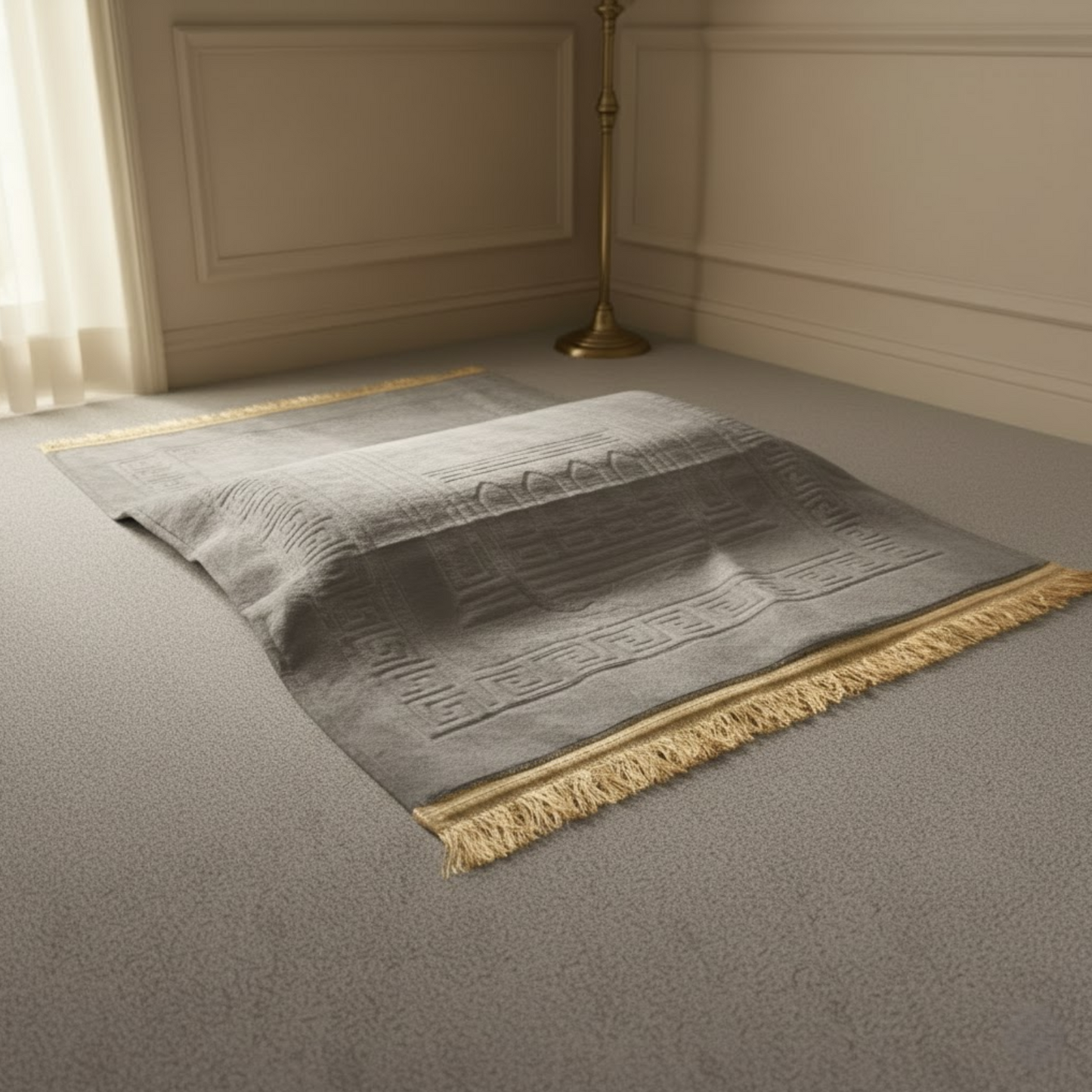 Gray Prayer Mat with Knee Support