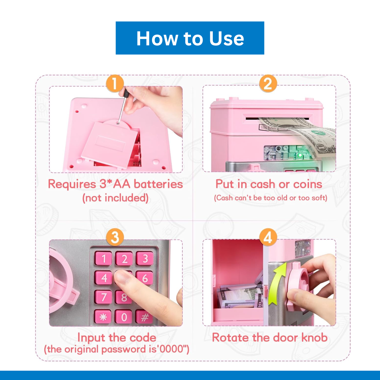 Blue Kids ATM Safe Bank