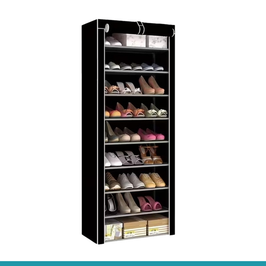 Shoe Rack with Cover | 9-Tier Shoe Rack with Dust Cover