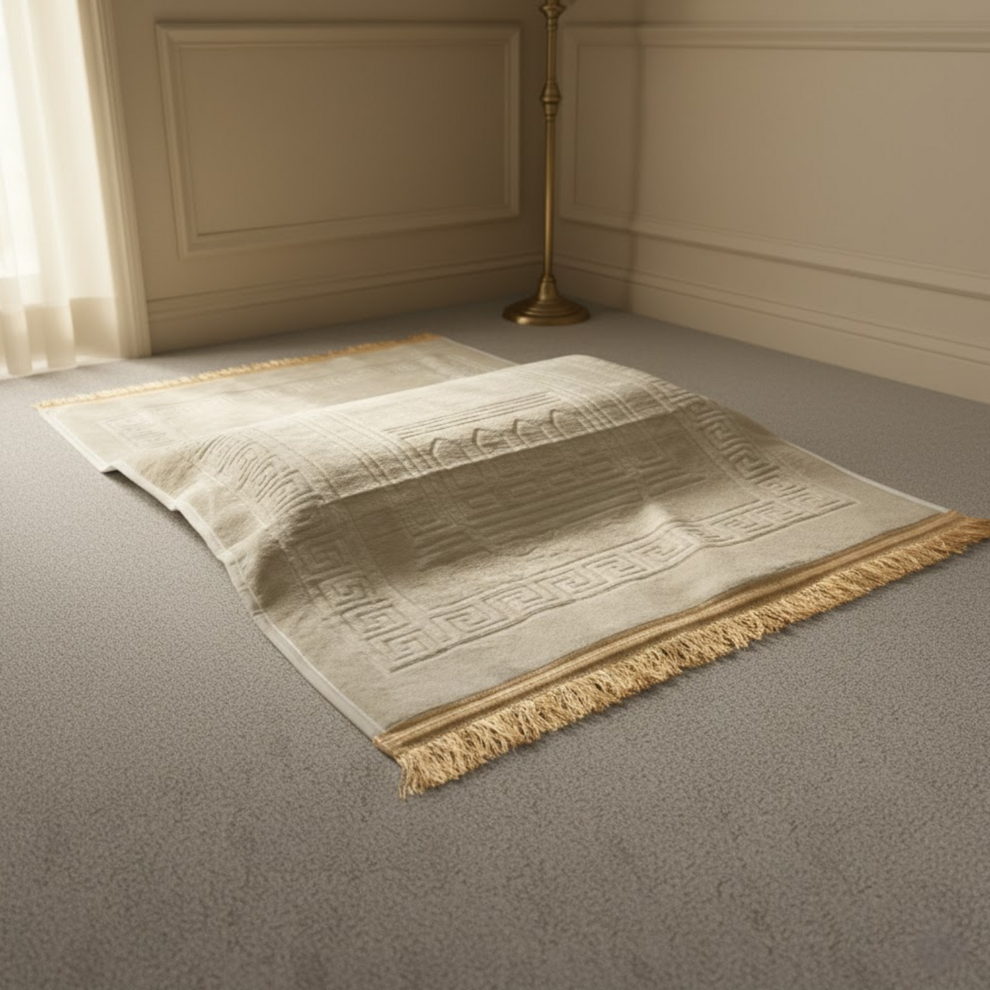 Beige Prayer Mat with Knee Support