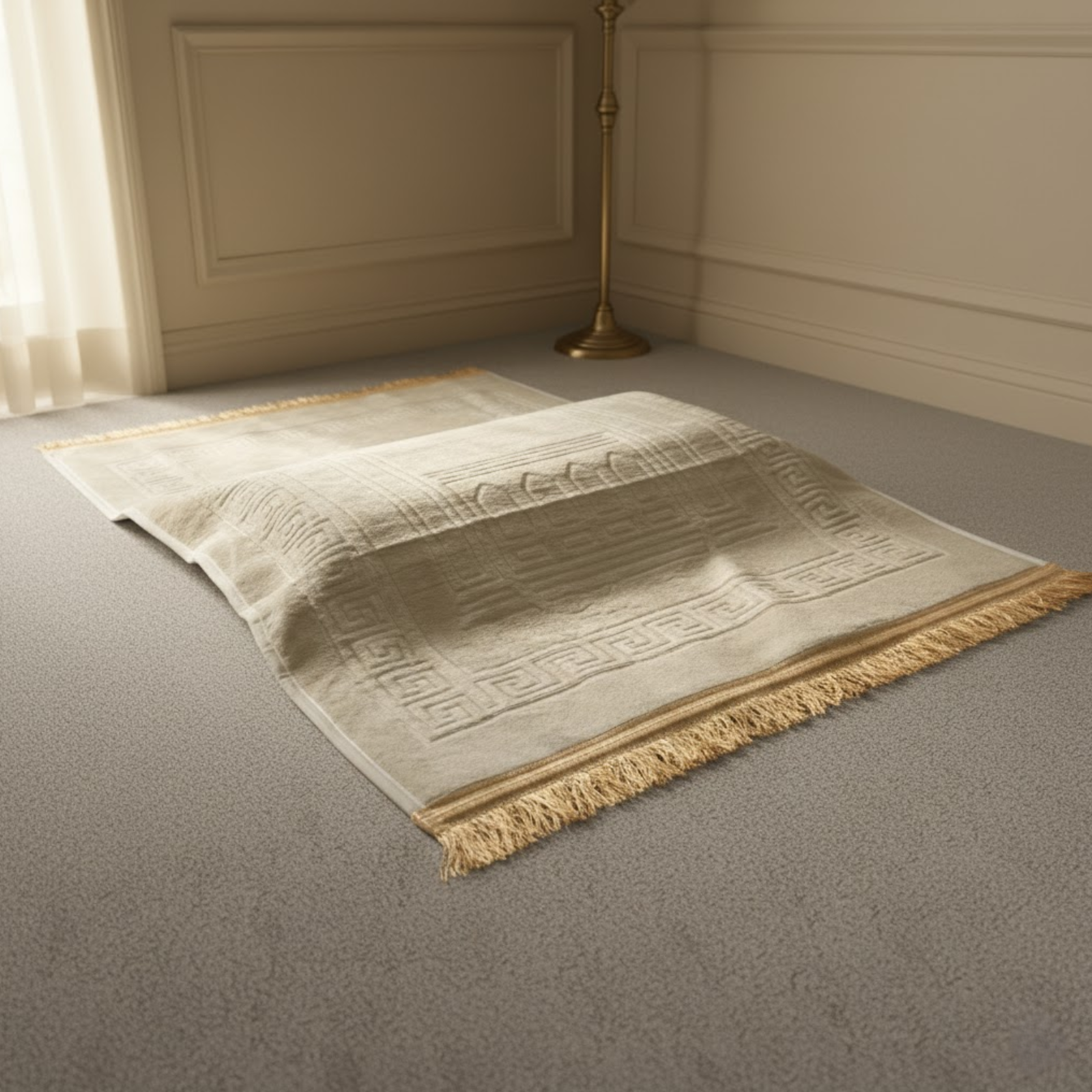 Beige Prayer Mat with Knee Support