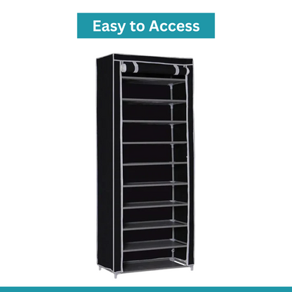 Shoe Rack with Cover | 9-Tier Shoe Rack with Dust Cover