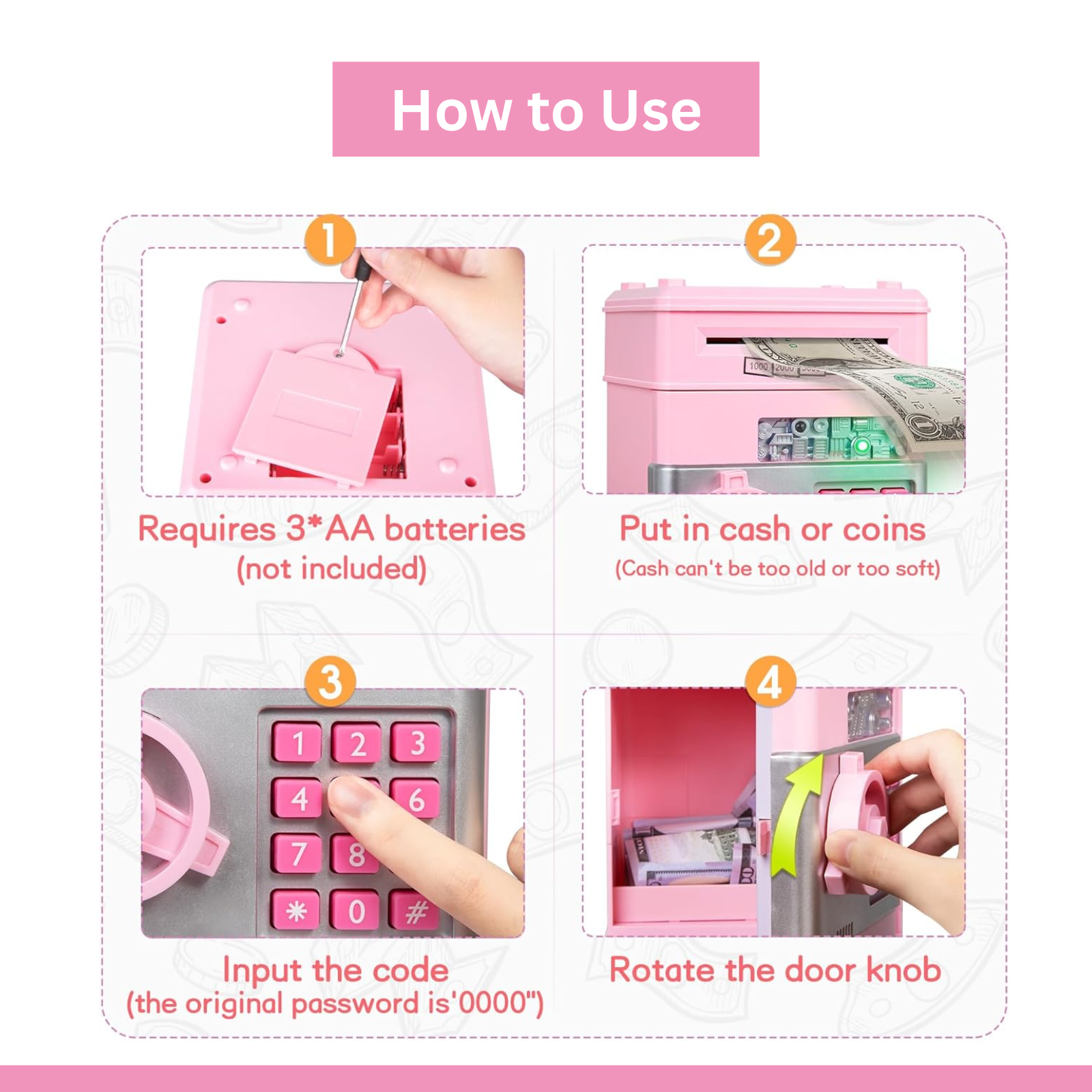 Pink Kids ATM Safe Bank