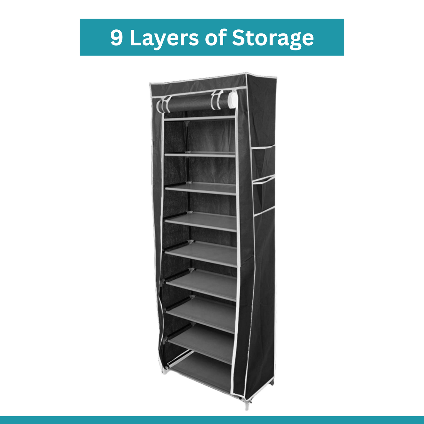 Shoe Rack with Cover | 9-Tier Shoe Rack with Dust Cover