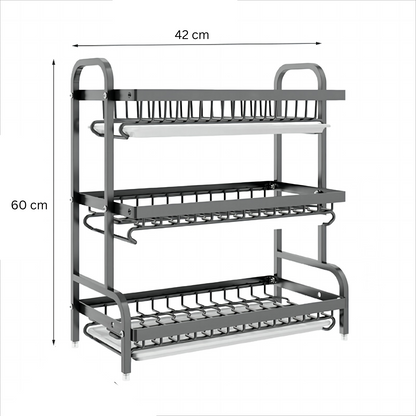 3-Layer Dish Rack with  Drain Trays