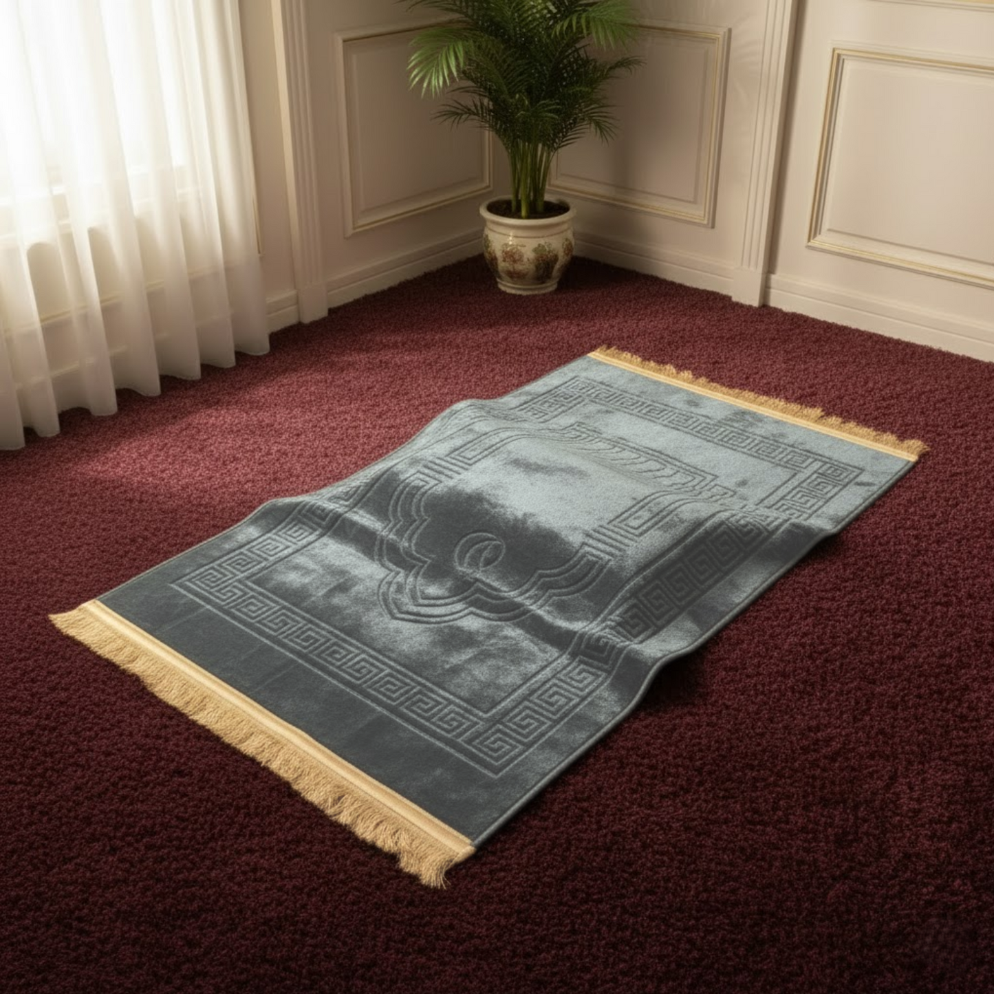 Gray Prayer Mat with Knee Support