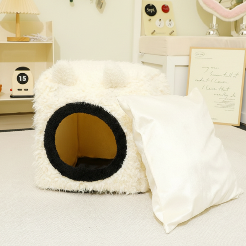 Cat Plush Cube House | Soft Cat House