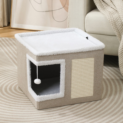 Beige-Corner-Door Cat House