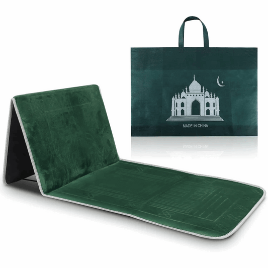 Prayer mat with  built-in back support.
