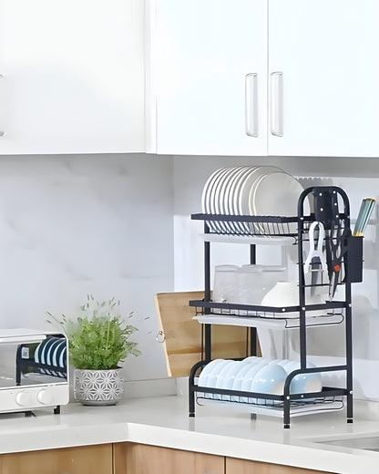 3-Layer Dish Rack with  Drain Trays