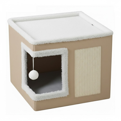 Beige-Corner-Door Cat House