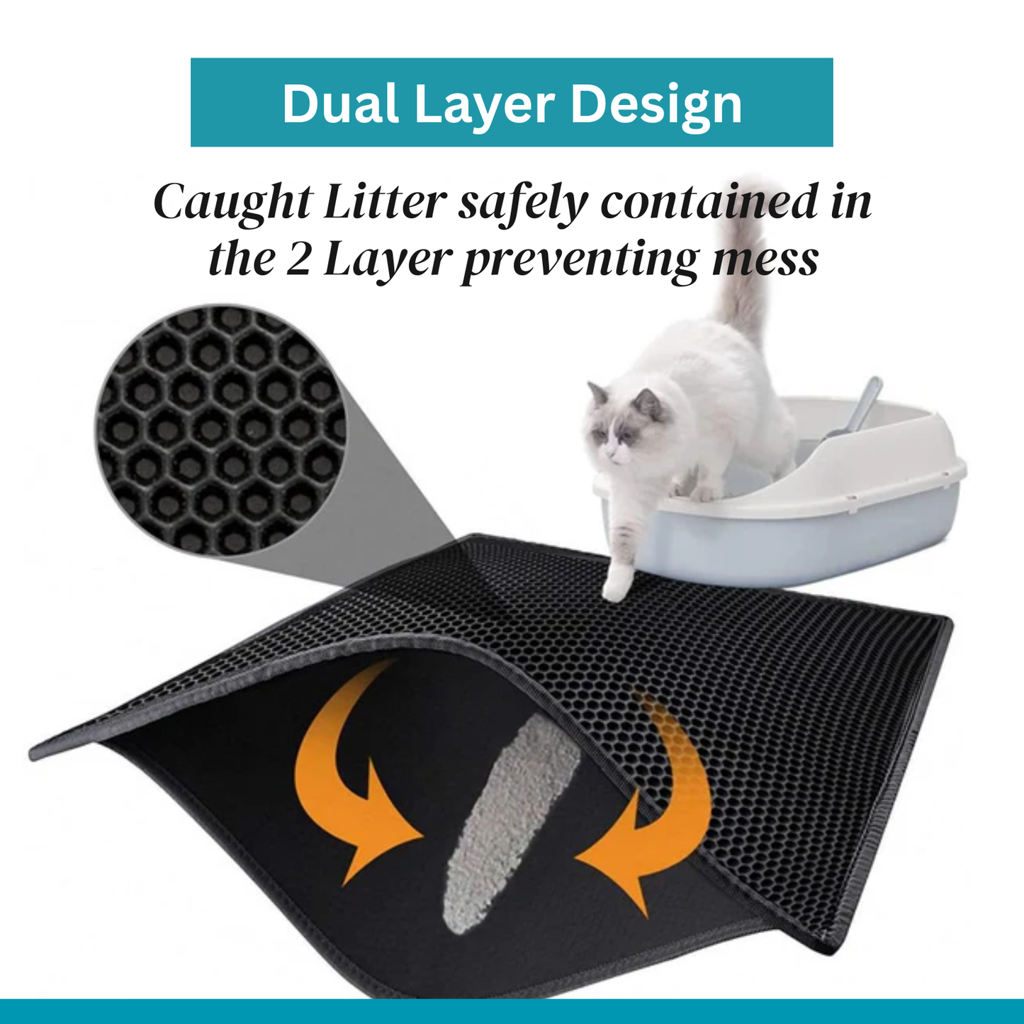 Cat Litter Box Mat | Dual Layer Litter Catcher Mat – 90×60 cm