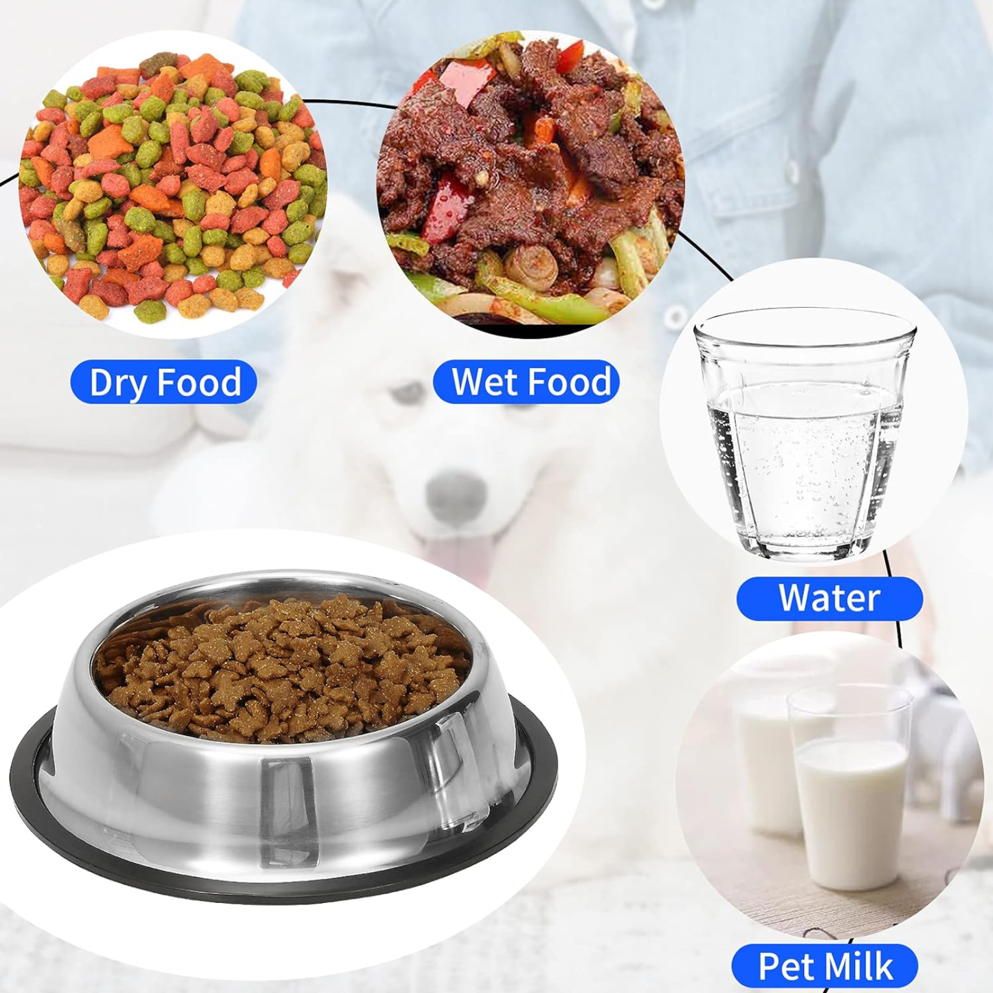 Steel Cat Bowls - Pack of 2 | Stainless Steel Pet Bowls