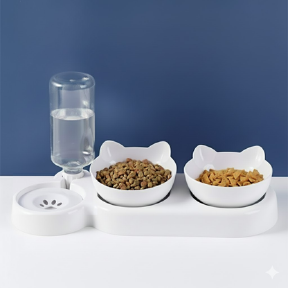 3-in-1 Raised Cat Feeder – Automatic Food &amp; Water Station