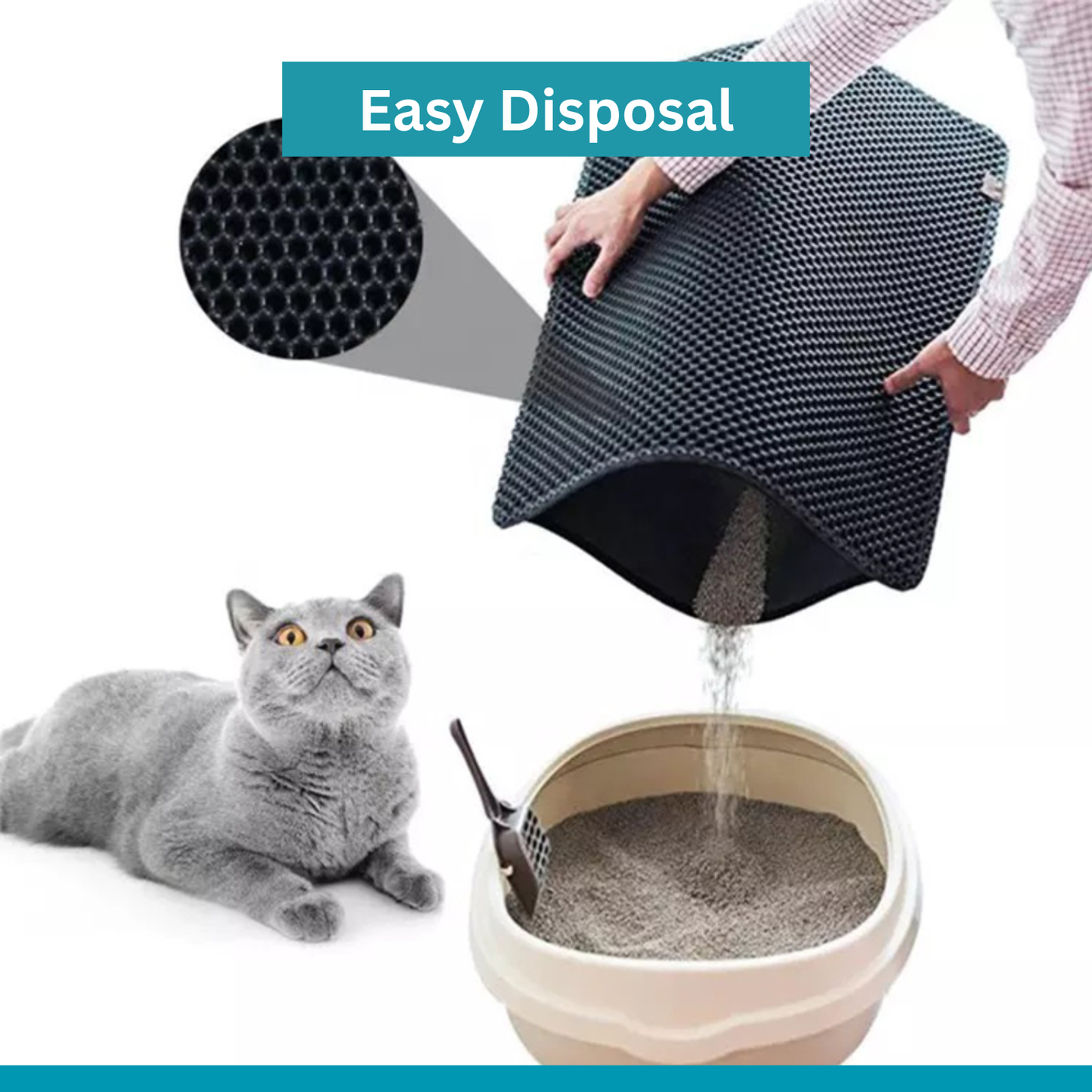 Cat Litter Box Mat | Dual Layer Litter Catcher Mat – 90×60 cm