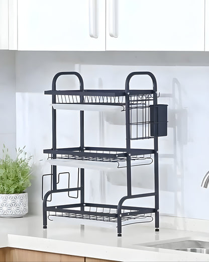 3-Layer Dish Rack with  Drain Trays