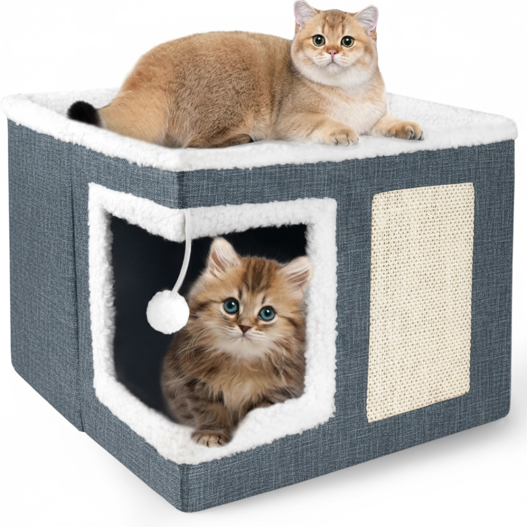 Grey-Corner-Door Cat House