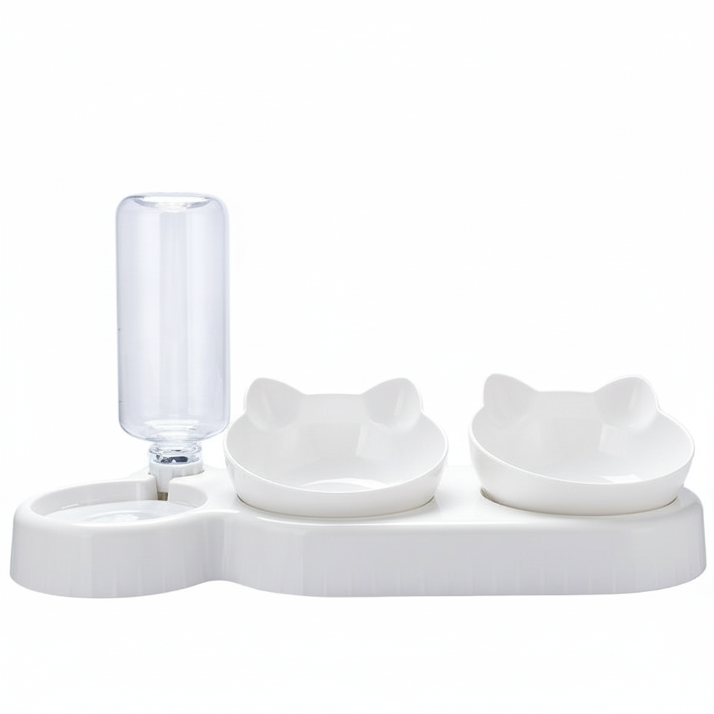 3-in-1 Raised Cat Feeder – Automatic Food &amp; Water Station