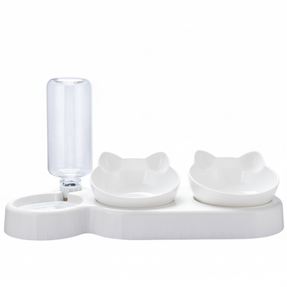 3-in-1 Raised Cat Feeder – Automatic Food &amp; Water Station