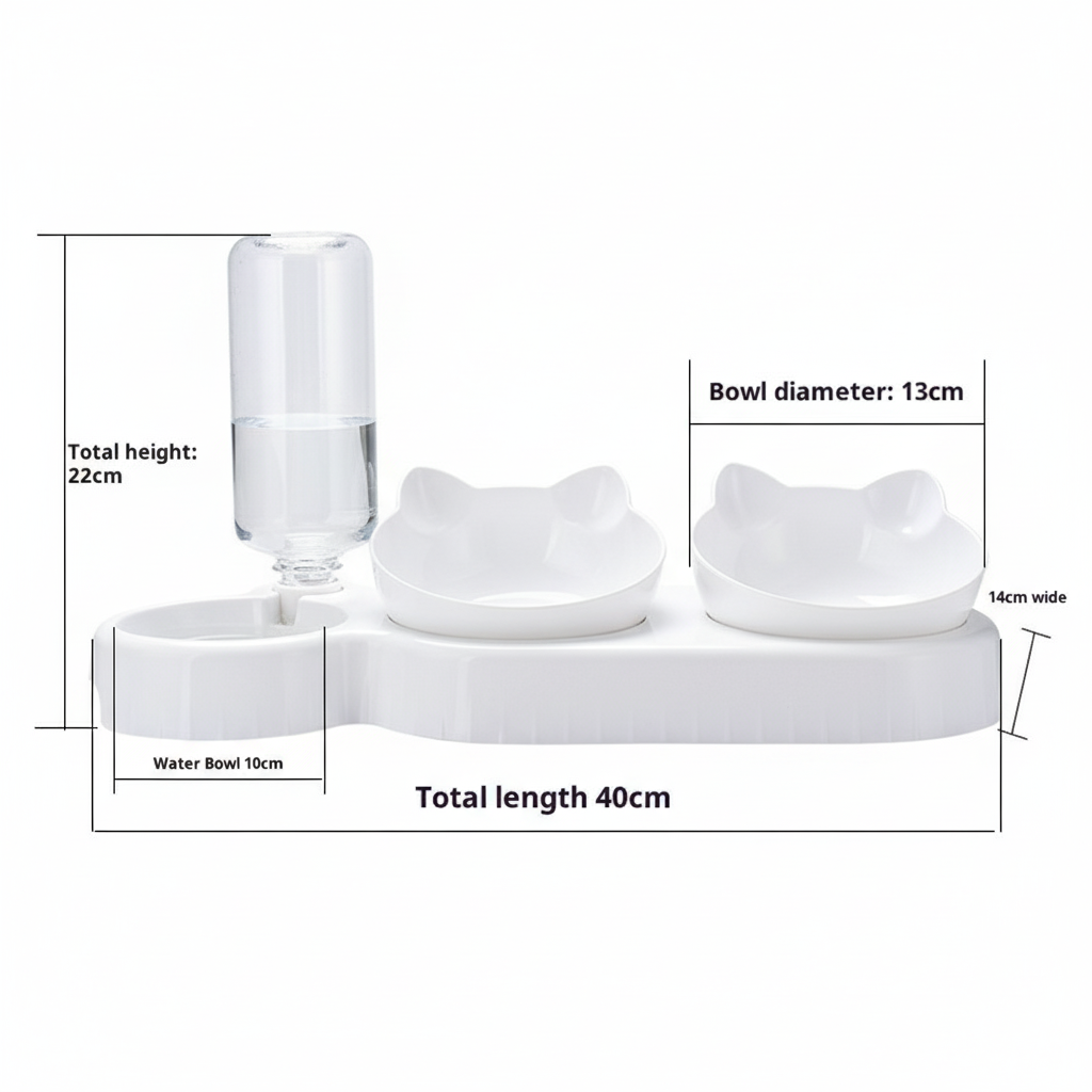 3-in-1 Raised Cat Feeder – Automatic Food &amp; Water Station