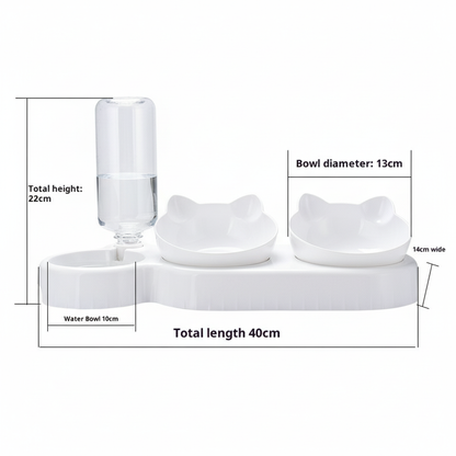 3-in-1 Raised Cat Feeder – Automatic Food &amp; Water Station