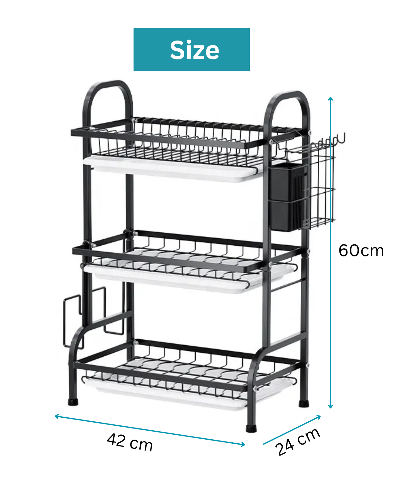 3-Layer Dish Rack with  Drain Trays