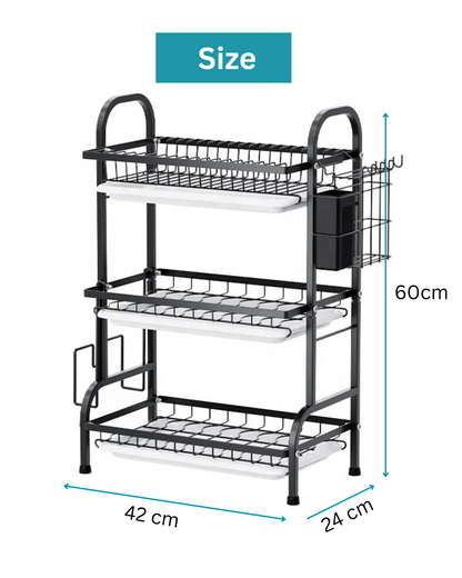 3-Layer Dish Rack with  Drain Trays