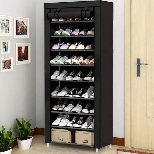 Shoe Rack with Cover | 9-Tier Shoe Rack with Dust Cover