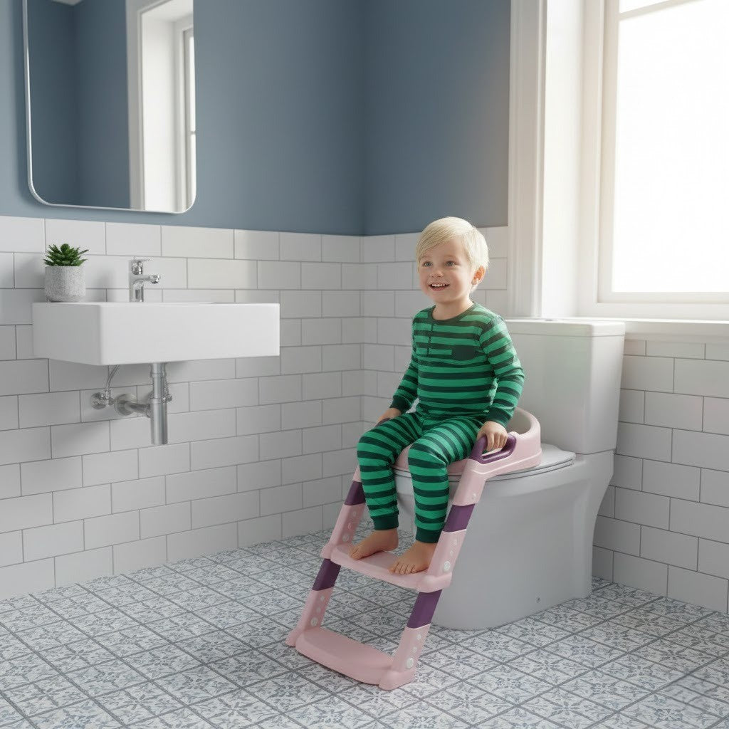 Kids Toilet Seat Ladder Pink