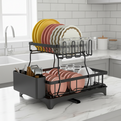 Dish Drying Rack | Dish Rack with Water Drainage Spout