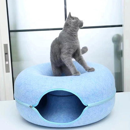 Donut Cat Bed with Tunnel | Cat Bed and Play Tunnel
