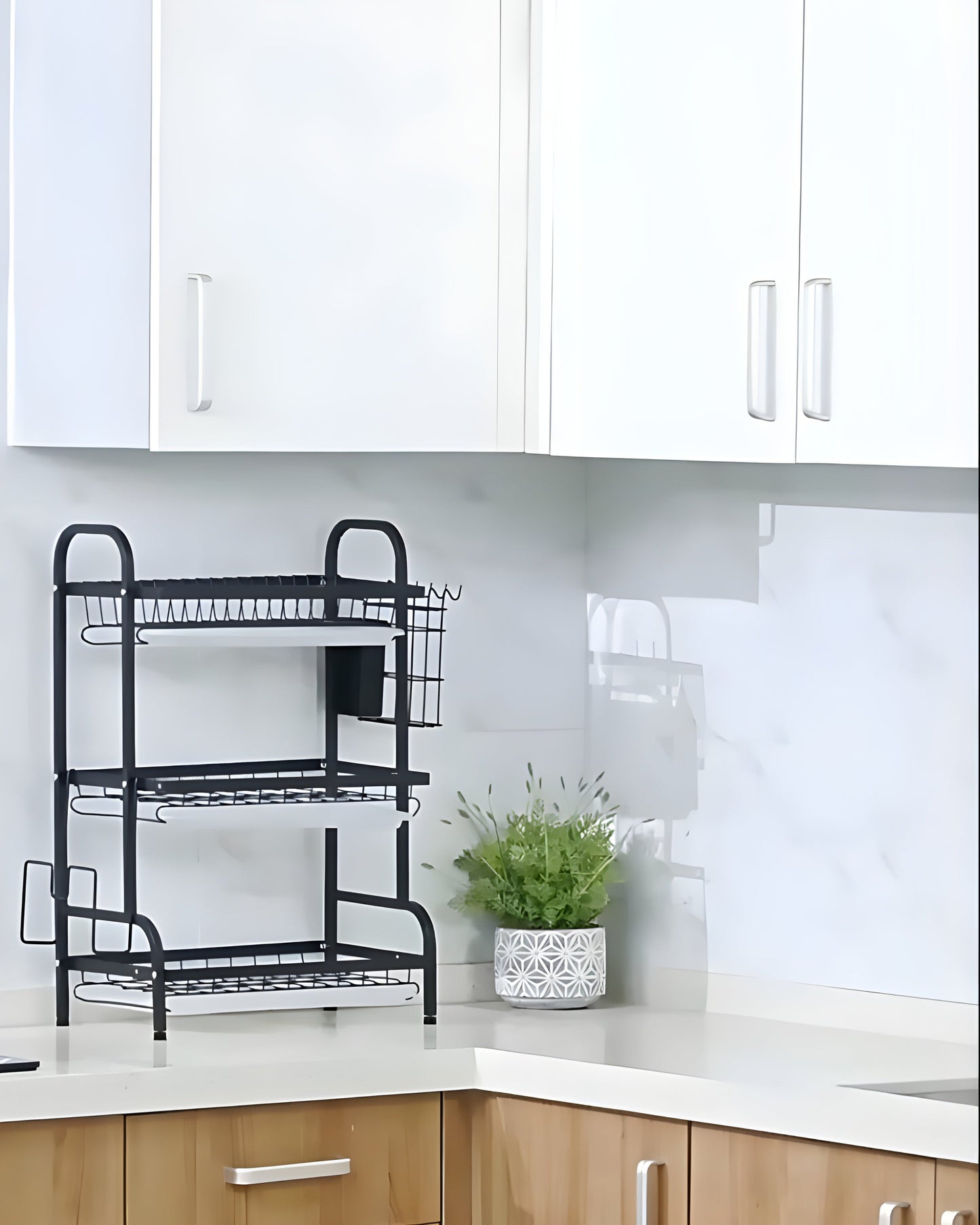 3-Layer Dish Rack with  Drain Trays